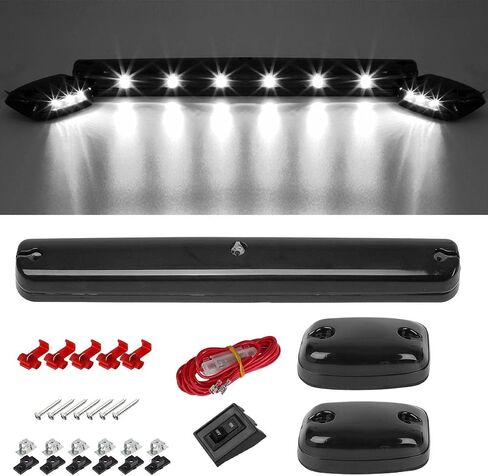 Partsam 3X دخاني/أبيض 12LED مجموعة مصابيح سقف الكابينة + سرج سلكي متوافق مع Silverado/Sierra 1500 2500 2500HD 3500 3500HD 2014 2500HD 3500HD 2007-2013 in Kuwait