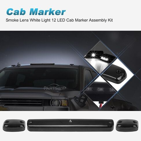 Partsam 3X دخاني/أبيض 12LED مجموعة مصابيح سقف الكابينة + سرج سلكي متوافق مع Silverado/Sierra 1500 2500 2500HD 3500 3500HD 2014 2500HD 3500HD 2007-2013 in Kuwait