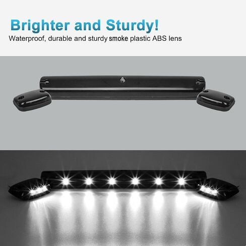 Partsam 3X دخاني/أبيض 12LED مجموعة مصابيح سقف الكابينة + سرج سلكي متوافق مع Silverado/Sierra 1500 2500 2500HD 3500 3500HD 2014 2500HD 3500HD 2007-2013 in Kuwait