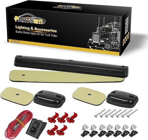Partsam 3X دخاني/أبيض 12LED مجموعة مصابيح سقف الكابينة + سرج سلكي متوافق مع Silverado/Sierra 1500 2500 2500HD 3500 3500HD 2014 2500HD 3500HD 2007-2013 in Kuwait