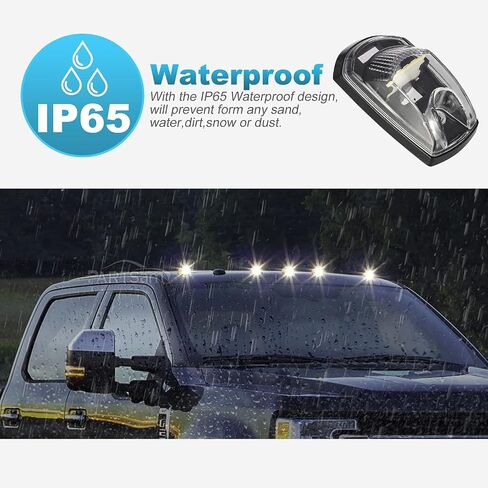 Partsam 5PCS Clear Lens Cab Marker Lights 264343CL White LED Clearance Top Roof Running Lights Assembly Compatible with F250 F350 F450 F550 Full LED Cab Roof Marker Light Kit 2017-2021 Super Duty in Saudi Arabia