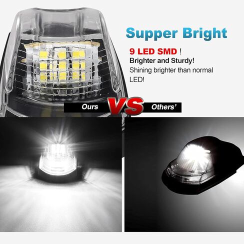 Partsam 5PCS Clear Lens Cab Marker Lights 264343CL White LED Clearance Top Roof Running Lights Assembly Compatible with F250 F350 F450 F550 Full LED Cab Roof Marker Light Kit 2017-2021 Super Duty in Saudi Arabia