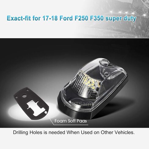Partsam 5PCS Clear Lens Cab Marker Lights 264343CL White LED Clearance Top Roof Running Lights Assembly Compatible with F250 F350 F450 F550 Full LED Cab Roof Marker Light Kit 2017-2021 Super Duty in Saudi Arabia