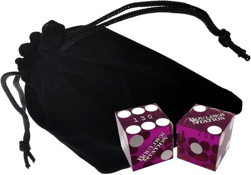 Genuine Boulder Station Las Vegas Casino Craps Dice Pair Purple Polished Matching Serial Numbers ... Plus Storage Pouch in Kuwait
