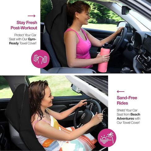 غطاء مقعد السيارة بمنشفة العرق المقاومة للماء من lebogner لمرحلة ما بعد التمارين الرياضية والجري والسباحة والشاطئ والمشي لمسافات طويلة، واقي مقعد دلو مضاد للانزلاق مناسب عالمي للسيارات وسيارات الدفع الرباعي والشاحنات، يمكن غسله في الغسالة in Kuwait