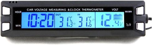 متعددة الوظائف 3 في 1 سيارة مضيئة على مدار الساعة سيارة ميزان الحرارة الفولتميتر سيارة داخل وخارج درجة الحرارة الجهد إنذار in Kuwait