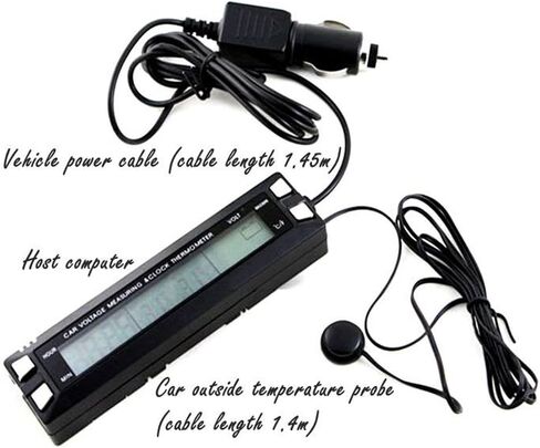 متعددة الوظائف 3 في 1 سيارة مضيئة على مدار الساعة سيارة ميزان الحرارة الفولتميتر سيارة داخل وخارج درجة الحرارة الجهد إنذار in Kuwait