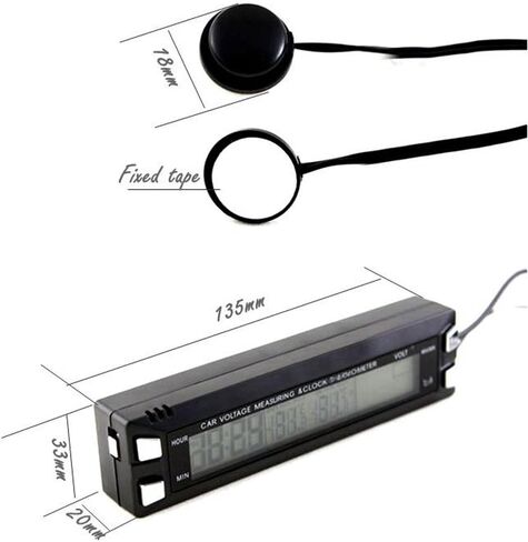 متعددة الوظائف 3 في 1 سيارة مضيئة على مدار الساعة سيارة ميزان الحرارة الفولتميتر سيارة داخل وخارج درجة الحرارة الجهد إنذار in Kuwait