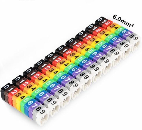 علامة كابل بمشبك 1.5/2.5/4.0/6.0 مم²، للكابلات 2.0-7.0 مم بصمة مرمزة بالألوان مع 0-9 (4.0 مم²) in Kuwait
