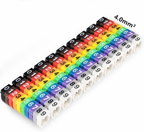 علامة كابل بمشبك 1.5/2.5/4.0/6.0 مم²، للكابلات 2.0-7.0 مم بصمة مرمزة بالألوان مع 0-9 (4.0 مم²) in Kuwait