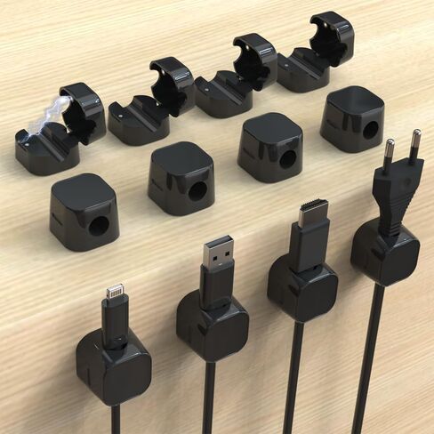 12 Pack Magnetic Cable Clips,Cord Organizer Holder for Home Office Desk Phone Car Wall Desktop Nightstand,Adhesive Wire Holder Keeper Organizer Management(Black) in Saudi Arabia