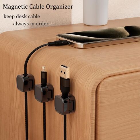 12 Pack Magnetic Cable Clips,Cord Organizer Holder for Home Office Desk Phone Car Wall Desktop Nightstand,Adhesive Wire Holder Keeper Organizer Management(Black) in Saudi Arabia