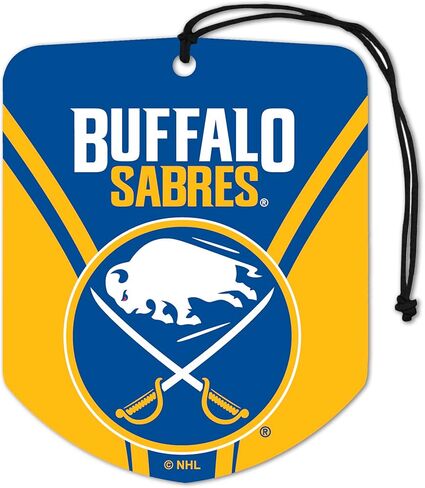 معطر هواء للسيارة FANMATS 61593 NHL Buffalo Sabers، عبوتان، رائحة ثلج سوداء، مزيل للرائحة، تصميم درع مع شعار الفريق in Saudi Arabia