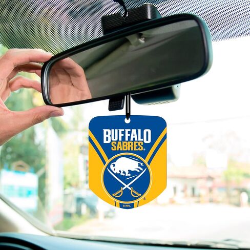 معطر هواء للسيارة FANMATS 61593 NHL Buffalo Sabers، عبوتان، رائحة ثلج سوداء، مزيل للرائحة، تصميم درع مع شعار الفريق in Saudi Arabia