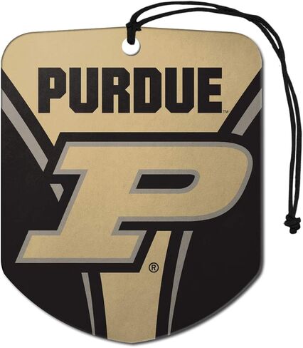 معطر هواء للسيارة من FANMATS 61631 NCAA Purdue Boilermakers، عبوتان، رائحة ثلج أسود، مزيل للرائحة، تصميم درع مع شعار الفريق in Saudi Arabia