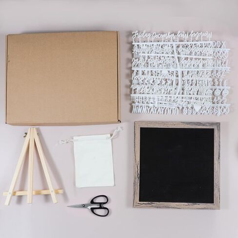 Double Sided Felt Letter Board Letter Board 10x10in Letter Board With Slant Vintage Wood Frame With Letters and Numbers (Double Sided(grey&black)) in Saudi Arabia
