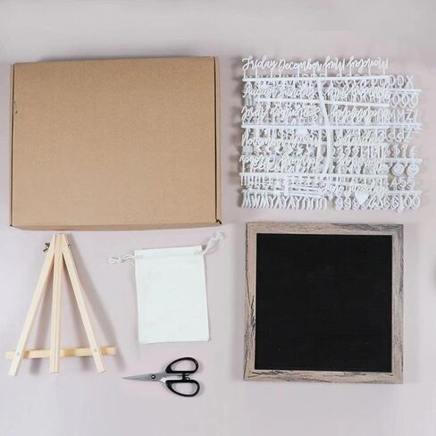 Double Sided Felt Letter Board Letter Board 10x10in Letter Board With Slant Vintage Wood Frame With Letters and Numbers (Double Sided(grey&black)) in Saudi Arabia