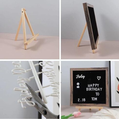 Double Sided Felt Letter Board Letter Board 10x10in Letter Board With Slant Vintage Wood Frame With Letters and Numbers (Double Sided(grey&black)) in Saudi Arabia