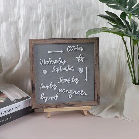 Double Sided Felt Letter Board Letter Board 10x10in Letter Board With Slant Vintage Wood Frame With Letters and Numbers (Double Sided(grey&black)) in Saudi Arabia