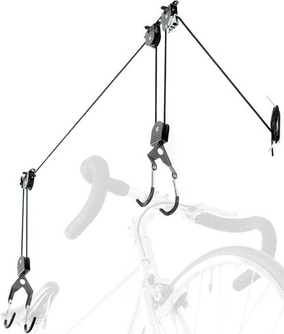 Bike Hoist- Heavy Duty for Space Saving - Road, Commuter & Mountain Bikes, Holds Kayaks & Ladders - No-Hassle Installation for Quick & Easy Access in Kuwait