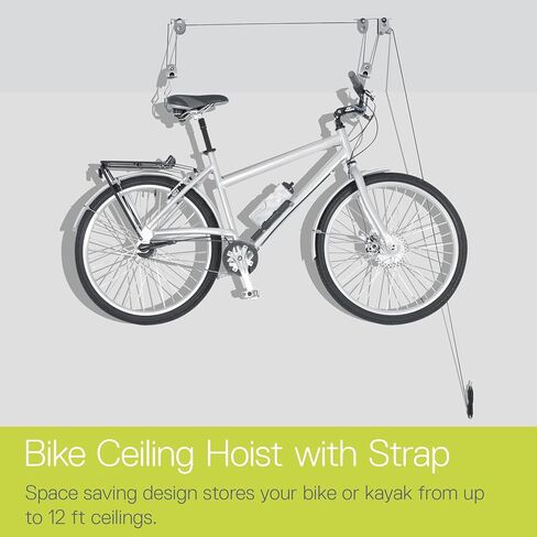 Bike Hoist- Heavy Duty for Space Saving - Road, Commuter & Mountain Bikes, Holds Kayaks & Ladders - No-Hassle Installation for Quick & Easy Access in Kuwait