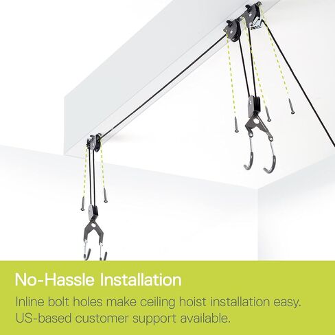 Bike Hoist- Heavy Duty for Space Saving - Road, Commuter & Mountain Bikes, Holds Kayaks & Ladders - No-Hassle Installation for Quick & Easy Access in Kuwait
