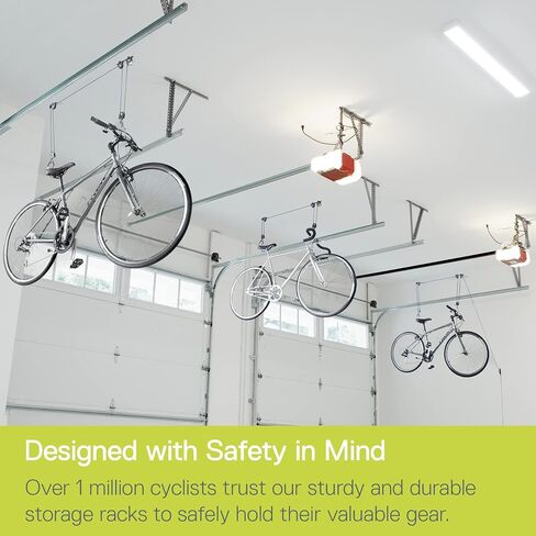 Bike Hoist- Heavy Duty for Space Saving - Road, Commuter & Mountain Bikes, Holds Kayaks & Ladders - No-Hassle Installation for Quick & Easy Access in Kuwait