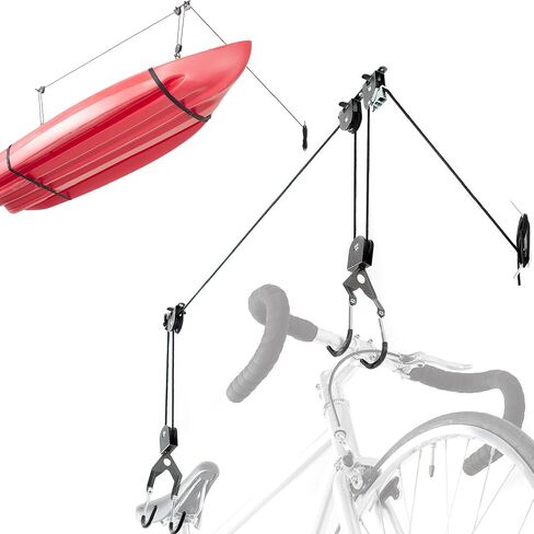 Bike Hoist- Heavy Duty for Space Saving - Road, Commuter & Mountain Bikes, Holds Kayaks & Ladders - No-Hassle Installation for Quick & Easy Access in Kuwait