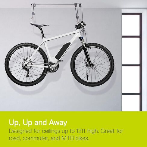 Bike Hoist- Heavy Duty for Space Saving - Road, Commuter & Mountain Bikes, Holds Kayaks & Ladders - No-Hassle Installation for Quick & Easy Access in Kuwait