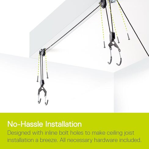 Bike Hoist- Heavy Duty for Space Saving - Road, Commuter & Mountain Bikes, Holds Kayaks & Ladders - No-Hassle Installation for Quick & Easy Access in Kuwait