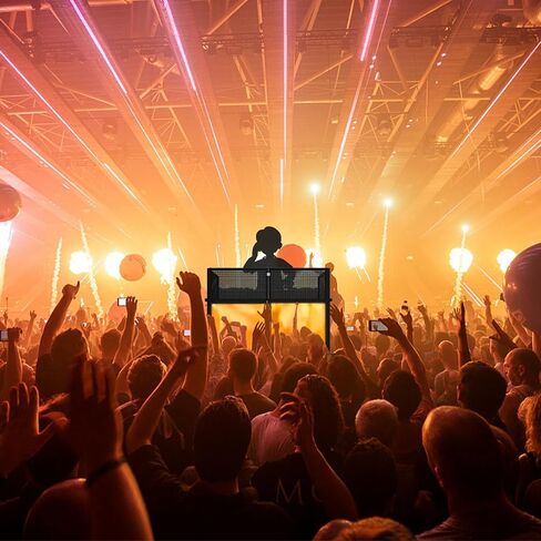 محطة طاولة واجهة DJ Chamss، 40 * 40 * 20 بوصة كشك DJ محمول مع واجهة DJ قابلة للتعديل، سكريم باللونين الأبيض والأسود وحقيبة حمل مبطنة، كشك DJ بإطار معدني (طاولة DJ سوداء) in Saudi Arabia