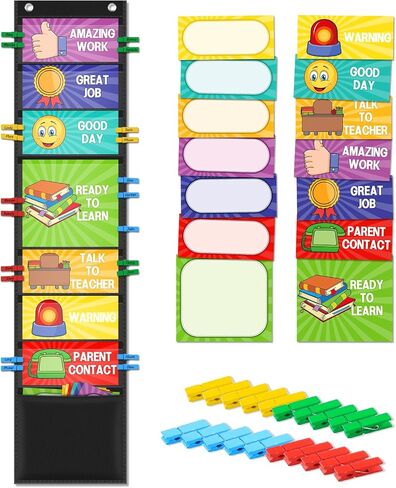 VNOM Student Behavior Clip Chart for Classroom Management Kids Reward Pocket Chart in Saudi Arabia