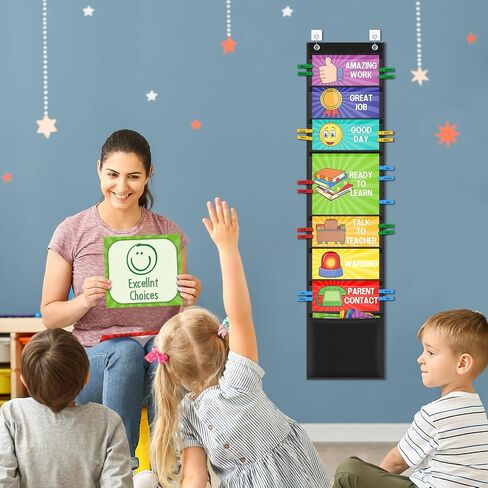 VNOM Student Behavior Clip Chart for Classroom Management Kids Reward Pocket Chart in Saudi Arabia