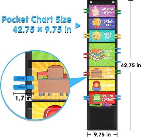 VNOM Student Behavior Clip Chart for Classroom Management Kids Reward Pocket Chart in Saudi Arabia