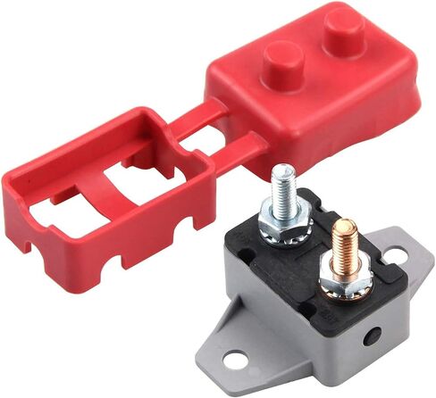 ZOOKOTO 12V/24V مسمار مسمار نوع إعادة الضبط اليدوي قاطع الدائرة 50A مع غطاء للقوارب البحرية، وشواحن البطاريات، والشاحنات، والحافلات، والسيارات الكهربائية، ومحركات السيارات، إلخ in Kuwait