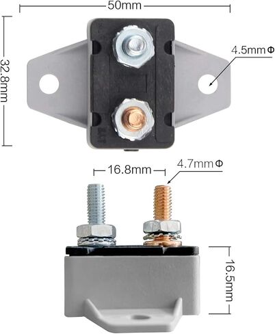 ZOOKOTO 12V/24V مسمار مسمار نوع إعادة الضبط اليدوي قاطع الدائرة 50A مع غطاء للقوارب البحرية، وشواحن البطاريات، والشاحنات، والحافلات، والسيارات الكهربائية، ومحركات السيارات، إلخ in Kuwait