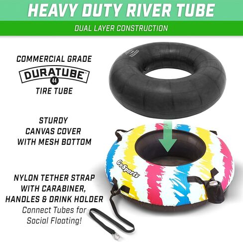 GoSports 44 in Heavy-Duty River Tube with Premium Canvas Cover - Commercial Grade River Tube - Choose Your Style in Saudi Arabia