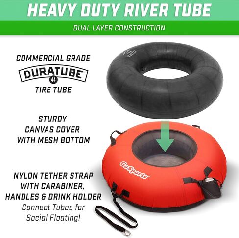 GoSports 44 in Heavy-Duty River Tube with Premium Canvas Cover - Commercial Grade River Tube - Choose Your Style in Saudi Arabia
