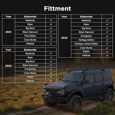 BAMACAR® لأغطية مقاعد Ford Bronco 2023 2022 2021 (مجموعة كاملة من 4 أبواب) أغطية مقاعد برونكو من الجلد الأسود ملفوفة بالكامل 2023 لأغطية مقاعد برونكو 2023 2022 2021 ملحقات Ford Bronco in Kuwait