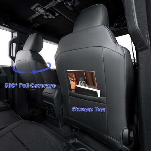 BAMACAR® لأغطية مقاعد Ford Bronco 2023 2022 2021 (مجموعة كاملة من 4 أبواب) أغطية مقاعد برونكو من الجلد الأسود ملفوفة بالكامل 2023 لأغطية مقاعد برونكو 2023 2022 2021 ملحقات Ford Bronco in Kuwait