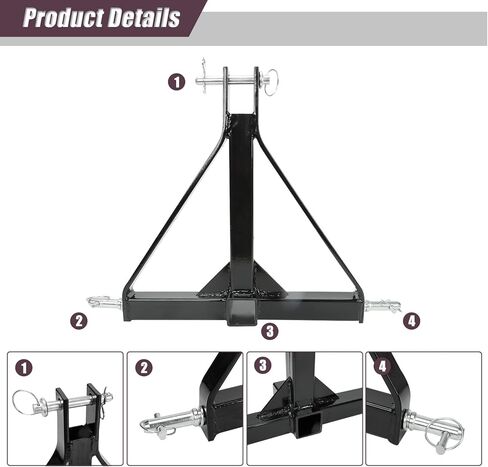 2" Receiver 3 Point Quick Trailer Hitch Category 1, Heavy Duty Tractor Tow Drawbar Adapter Compatible with BX Kubota, John Deere, LM25H WLM Tractor, NorTrac, Kioti, Yanmar, Cat in Kuwait