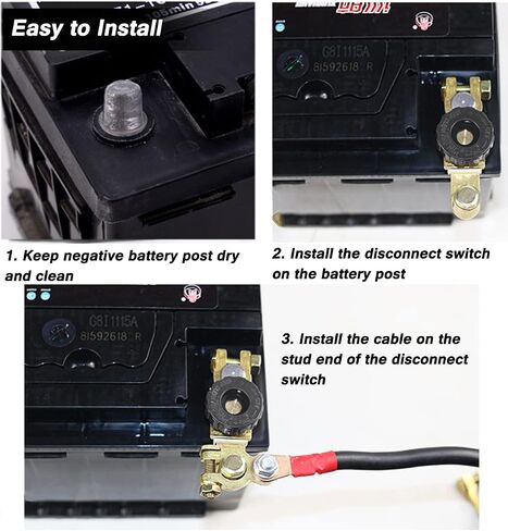 Top Post Battery Disconnect Switch - Quick Disconnect Battery Cut Off Switch for Car Truck Marine RV and Electrical Equipment - 12V/125A - Black in Kuwait