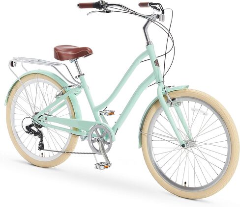 دراجة A/O Frida للسيدات ذات 7 سرعات، دراجة هجينة للتجوال، لون أخضر نعناعي in Kuwait