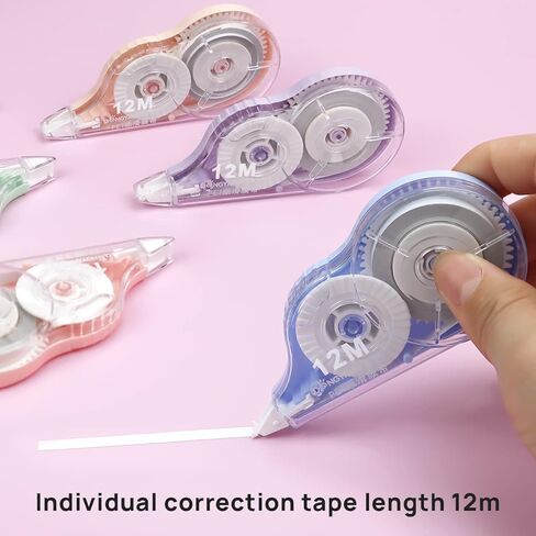 6 قطع من أشرطة تصحيح التبييض، شريط تصحيحي للكتابة الخاطئة الصحيحة، 39.4 قدمًا لكل شريط أبيض مقاوم للتمزق لمستلزمات المكتب المدرسية للطلاب في موسم المدارس (إجمالي 236 قدمًا) in Kuwait