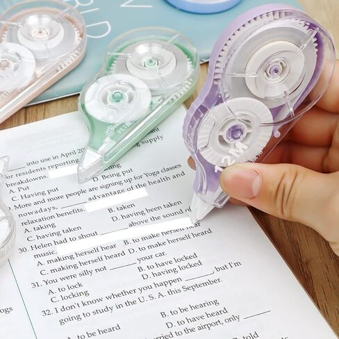 6 قطع من أشرطة تصحيح التبييض، شريط تصحيحي للكتابة الخاطئة الصحيحة، 39.4 قدمًا لكل شريط أبيض مقاوم للتمزق لمستلزمات المكتب المدرسية للطلاب في موسم المدارس (إجمالي 236 قدمًا) in Kuwait