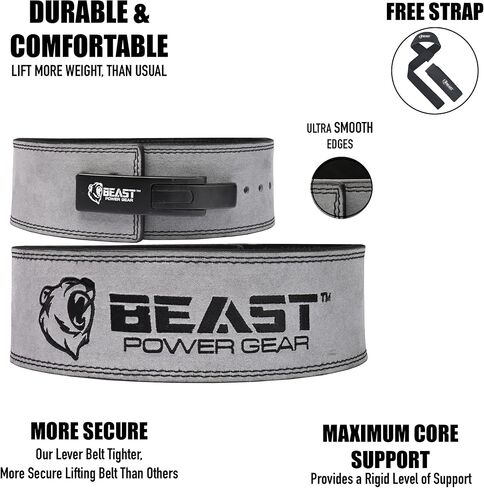 حزام رفع الأثقال من Beast Power Gear بإبزيم رافعة 10 مم 13 مم سميك و4 بوصات حزام مجاني لرفع الأثقال، رفع الأثقال، رفع الأثقال، القرفصاء للرجال والنساء in Saudi Arabia