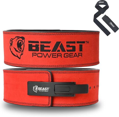 حزام رفع الأثقال من Beast Power Gear بإبزيم رافعة 10 مم 13 مم سميك و4 بوصات حزام مجاني لرفع الأثقال، رفع الأثقال، رفع الأثقال، القرفصاء للرجال والنساء in Saudi Arabia