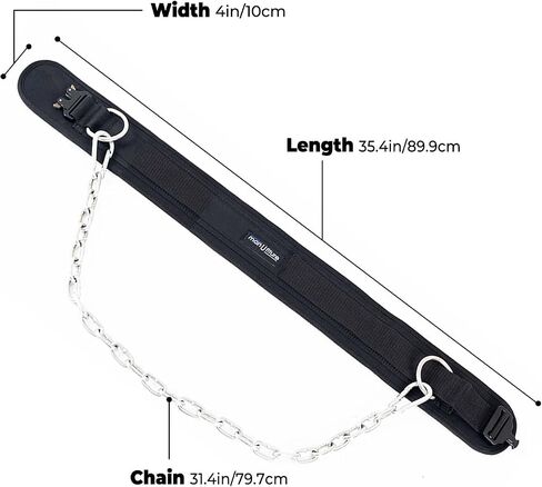 Buckle Dip Belt for Weight Lifting - (300 lb) for Experts Heavy Duty Steel Chain with 4" Comfortable Neoprene Waist Support - Man U Fiture Pull Up Weightlifting Belt in Saudi Arabia