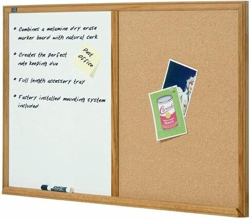 Quartet Combination Whiteboard & Corkboard, 3' x 2' Combo White Board & Cork Board, Black Frame (S563) in Saudi Arabia
