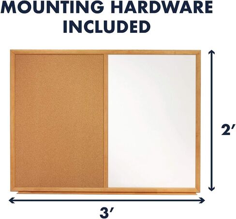 Quartet Combination Whiteboard & Corkboard, 3' x 2' Combo White Board & Cork Board, Black Frame (S563) in Saudi Arabia